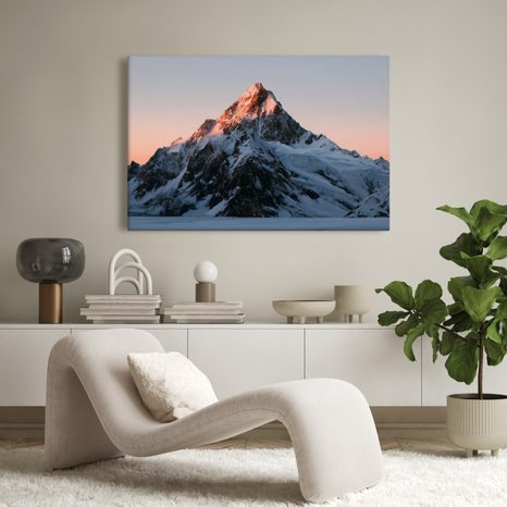 TABLEAU SUR TOILE – SOMMET ENNEIGÉ AU CRÉPUSCULE - TABLEAUX DE MONTAGNE - TABLEAUX