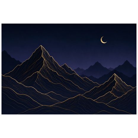 TAPETA TMAVÉ HORY SO ZLATÝMI LÍNIAMI - TAPETY HORY - TAPETY