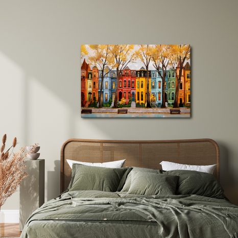 OBRAZ BAREVNÉ DOMY V ALEJI - BAREVNÉ DOMY - OBRAZY