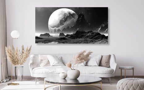 STAMPA SU TELA – PAESAGGIO FANTASTICO IN BIANCO E NERO - QUADRI BIANCO E NERO - STAMPE E QUADRI