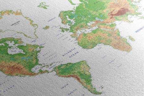 CANVAS PRINT CLASSIC WORLD MAP WITH A WHITE BACKGROUND - PICTURES - 🔥 TOTAL SALE 🔥