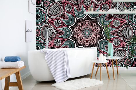 TAPETA INDICKÁ MANDALA S KVĚTINOVÝM VZOREM - TAPETY FENG SHUI - TAPETY