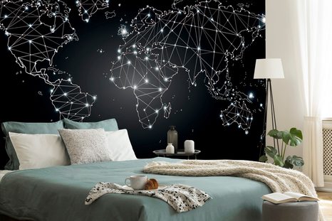 SAMOLEPÍCÍ TAPETA ČERNOBÍLÁ MAPA SVĚTA - SAMOLEPÍCÍ TAPETY - TAPETY