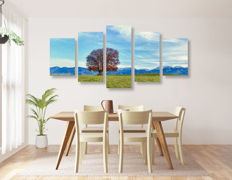 TABLOU 5-PIESE PANORAMA MUNȚIILOR - TABLOU NATURĂ ȘI PEISAJE NATURALE - TABLOURI