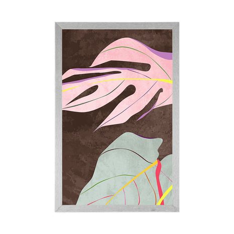 POSTER ELEGANTE MONSTERA AUF BRAUNEM HINTERGRUND - MOTIVE AUS UNSERER WERKSTATT - POSTER