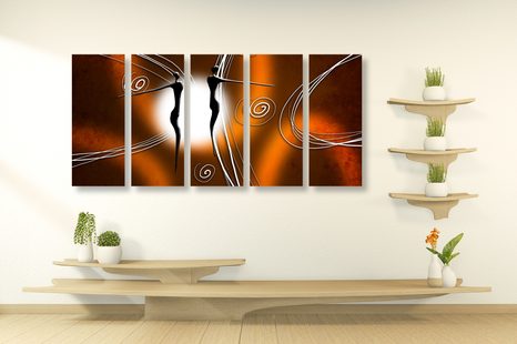 5-DIELNY OBRAZ ETNO LÁSKA - ABSTRAKTNÉ OBRAZY - OBRAZY