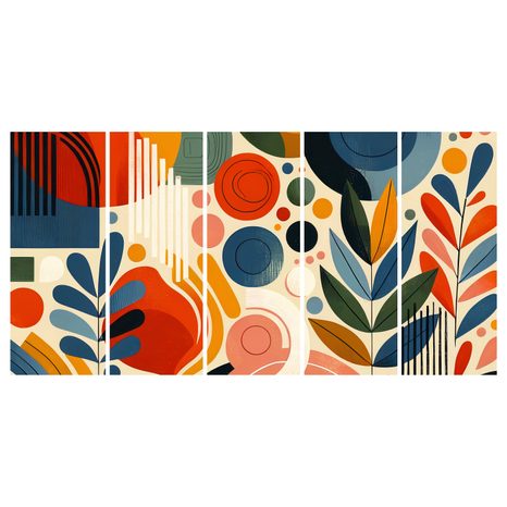 5-DIELNY OBRAZ MODERNÉ ABSTRAKTNÉ TVARY - ABSTRAKTNÉ OBRAZY - OBRAZY