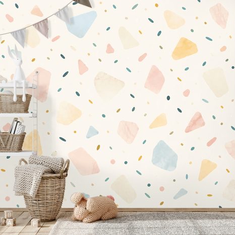 TAPÉTA PASZTELL TERRAZZO FORMÁK - TAPÉTÁK GYEREKEKNEK - TAPÉTÁK