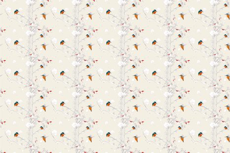 CARTA DA PARATI AUTOADESIVA – UCCELLINI NELLA FORESTA DENSA CON SFONDO BEIGE - CARTA DA PARATI AUTOADESIVE - CARTA DA PARATI