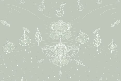 TAPETA ZELENO DRVO MUDROSTI - TAPETE FENG SHUI - TAPETE