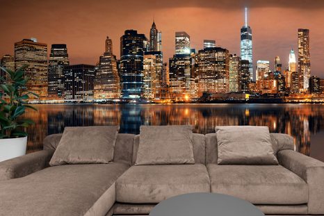 CARTA DA PARATI AUTOADESIVA – RIFLESSO DI MANHATTAN NELL'ACQUA - CARTA DA PARATI AUTOADESIVE - CARTA DA PARATI