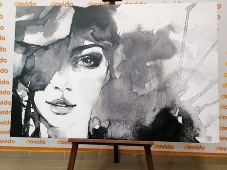 WANDBILD ABSTRAKTES FRAUENPORTRÄT IN SCHWARZ-WEISS - SCHWARZ-WEISSE BILDER - BILDER