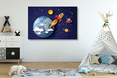 STAMPA SU TELA – VERSO LO SPAZIO - QUADRI PER BAMBINI - STAMPE E QUADRI