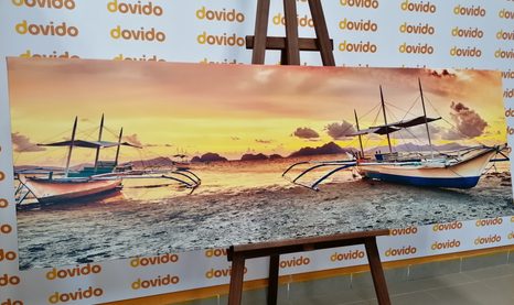 OBRAZ LOĎKY PŘI ZÁPADU SLUNCE - OBRAZY PŘÍRODY A KRAJINY - OBRAZY