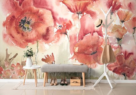 SAMOLEPÍCÍ TAPETA MALOVANÉ MÁKY NA POLI - SAMOLEPÍCÍ TAPETY - TAPETY