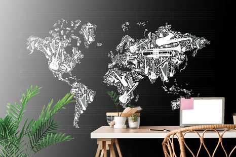 SAMOLEPÍCÍ TAPETA HUDEBNÍ MAPA SVĚTA - SAMOLEPÍCÍ TAPETY - TAPETY