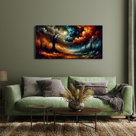 OBRAZ KRAJINA S BAREVNÝM STROMEM ŽIVOTA - OBRAZY STROMY ŽIVOTA - OBRAZY