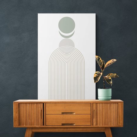 TABLOU CURCUBEU MODERN CU CERCURI MID-CENTURY - TABLOURI ABSTRACTE - TABLOURI