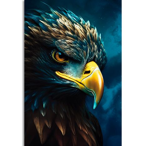STAMPA SU TELA – AQUILA BLU-ORO - QUADRI I DOMINATORI DEL REGNO ANIMALE - STAMPE E QUADRI