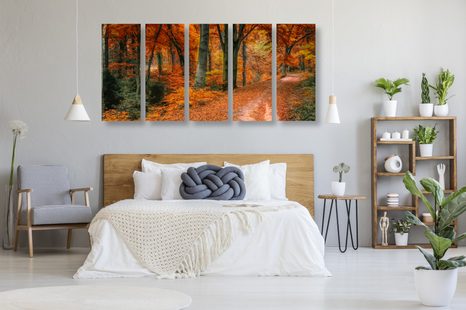 5-DIELNY OBRAZ LES V JESENNOM OBDOBÍ - OBRAZY PRÍRODY A KRAJINY - OBRAZY