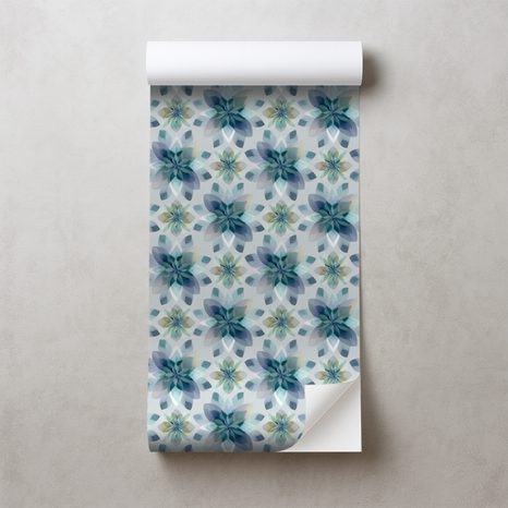 SAMOLJEPLJIVA TAPETA PLAVI AKVAREL CVJETOVI - TAPETE S UZORKOM - TAPETE