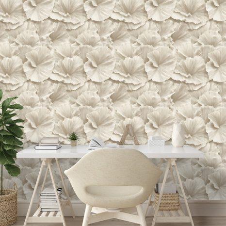 TAPETA BÉŽOVÉ KVĚTY V JEMNÉM STYLU - VZOROVANÉ TAPETY - TAPETY