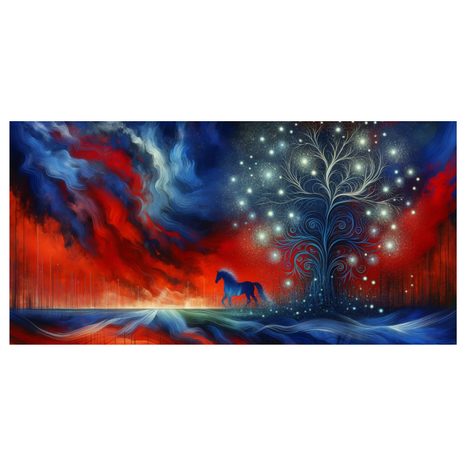 OBRAZ MAGICKÝ STROM ŽIVOTA S KONĚM - OBRAZY STROMY ŽIVOTA - OBRAZY