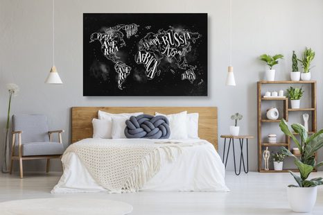 TABLOU HARTA LUMII TREND ÎN ALB-NEGRU - TABLOURI CU HĂRȚI - TABLOURI