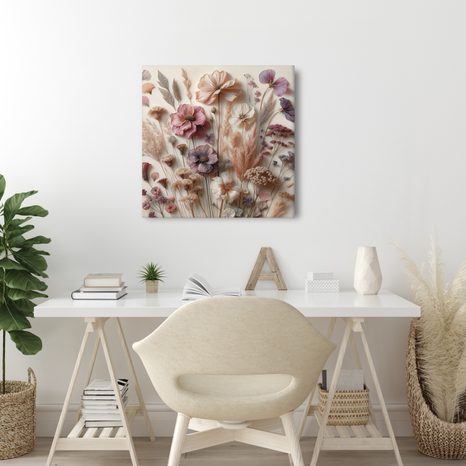 WANDBILD GETROCKNETE BLUMEN IN BEIGETÖNEN - BILDER BLUMEN - BILDER