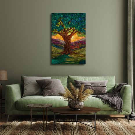 OBRAZ ZÁPAD SLUNCE ZA STROMEM - OBRAZY STROMY ŽIVOTA - OBRAZY