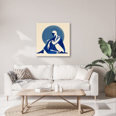 WANDBILD MEDITATION IN BLAUTÖNEN - WANDBILDER FRAUEN - BILDER