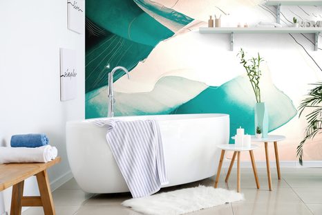 TAPETA ABSTRAKCE MODRÉ LAGUNY - ABSTRAKTNÍ TAPETY - TAPETY