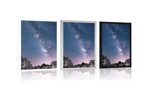 POSTER STARRY SKY ABOVE THE ROCKS - UNIVERSE AND STARS - POSTERS