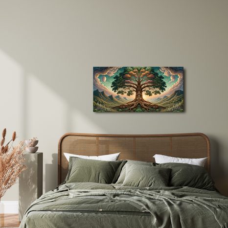 WANDBILD GEHEIMNISVOLLER BAUM DES LEBENS UNTER DEM HIMMEL - BILDER BÄUME DES LEBENS - BILDER