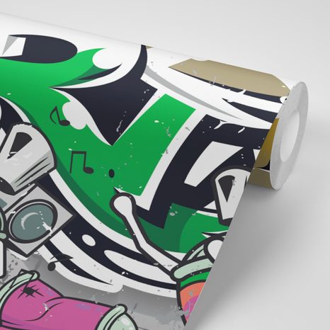 CARTA DA PARATI – SCRITTA STREET ART VERDE CON SPRAY - CARTA DA PARATI ARTE DI STRADA - CARTA DA PARATI