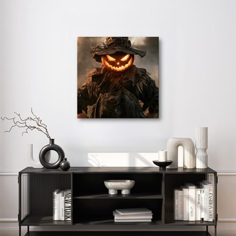 OBRAZ HOŘÍCÍ HALLOWEENSKÝ STRAŠÁK V POLI - HALLOWEENSKÉ A HOROROVÉ OBRAZY - OBRAZY