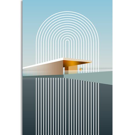 WANDBILD REGENBOGEN MIT SOMMERLICHEM HINTERGRUND MID-CENTURY - ABSTRAKTE BILDER - BILDER