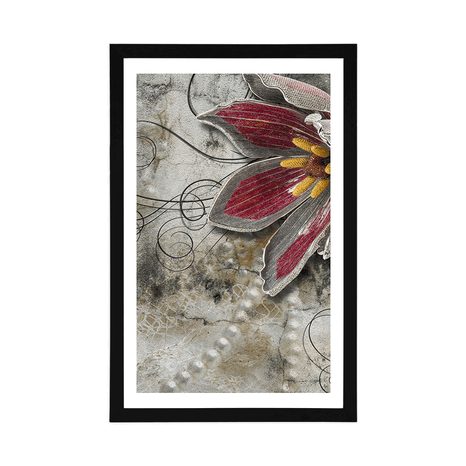 POSTER WITH MOUNT FLOWERS WITH PEARLS - FLOWERS - POSTERS