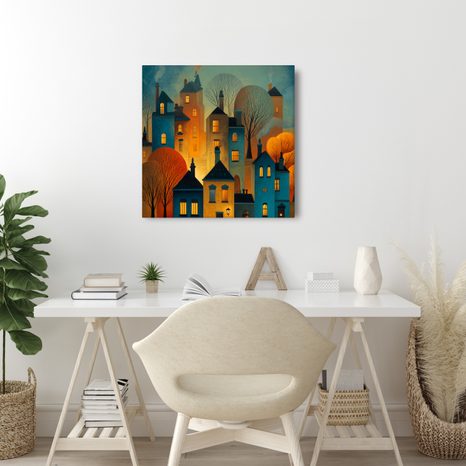 WANDBILD FESTLICHE LICHTER DER HÄUSER - BUNTE HÄUSER - BILDER