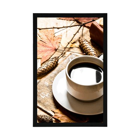POSTER TASSE KAFFEE IM HERBST-TOUCH - MIT KÜCHENMOTIV - POSTER