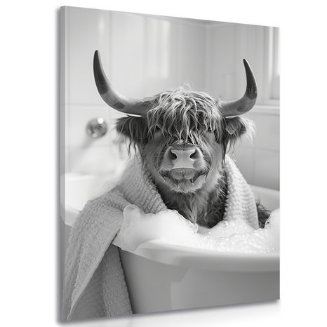 WANDBILD KUH IN DER BADEWANNE - WANDBILDER BÜFFEL UND KÜHE - BILDER
