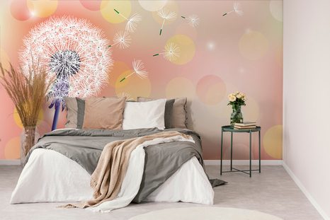 CARTA DA PARATI AUTOADESIVA – SOFFIONE ROSSO CON SFONDO ASTRATTO - CARTA DA PARATI AUTOADESIVE - CARTA DA PARATI