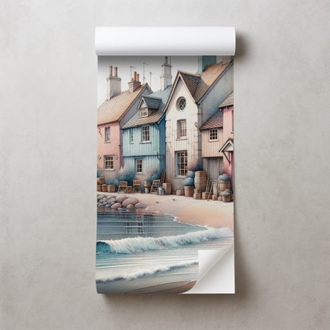 SAMOLEPÍCÍ FOTOTAPETA PASTELOVÉ PŘÍMOŘSKÉ DOMKY - TAPETY MĚSTA - TAPETY