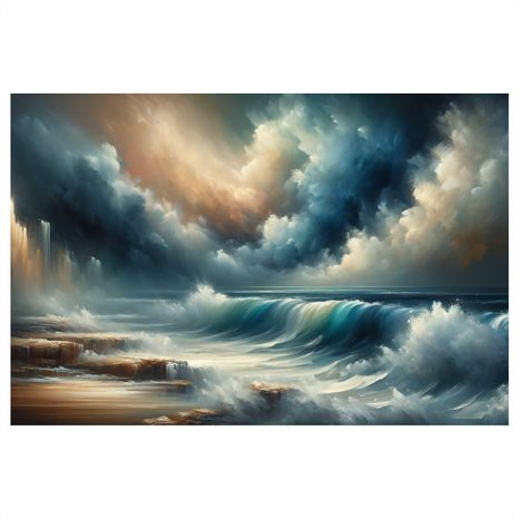OBRAZ BOUŘE NAD OCEÁNEM - OBRAZY MOŘE A PLÁŽ - OBRAZY