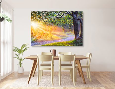 OBRAZ VÝCHOD SLNKA V LESE - OBRAZY - TOTÁLNÍ VÝPRODEJ 🔥