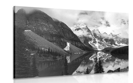 CANVAS PRINT BEAUTIFUL MOUNTAIN LANDSCAPE IN BLACK AND WHITE - BLACK AND WHITE PICTURES - PICTURES