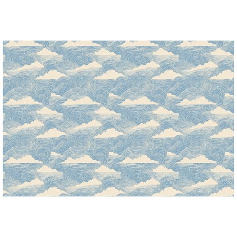 TAPETA MODRÉ VLNY S BÍLÝMI OBLAKY - VZOROVANÉ TAPETY - TAPETY
