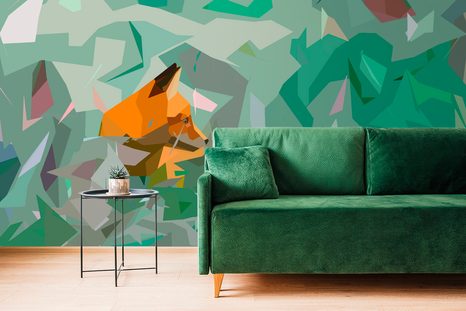 TAPETA LIŠKA S ABSTRAKTNÍMI PRVKY - TAPETY ZVÍŘATA - TAPETY