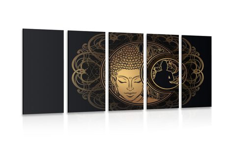 5-PIECE CANVAS PRINT HARMONIOUS POWER OF BUDDHA - PICTURES FENG SHUI - PICTURES