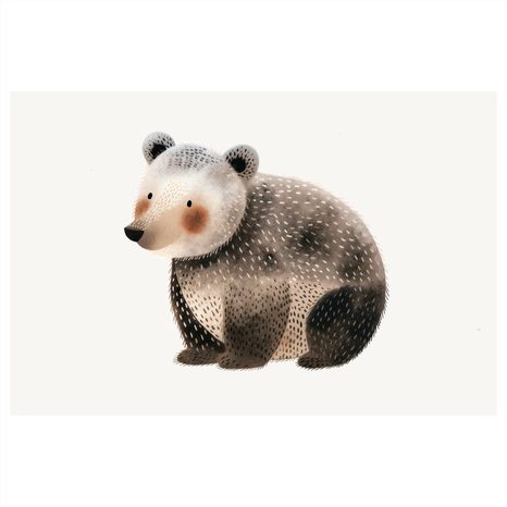 QUADRO SU TELA – ORSO CARINO NEL BOSCO - QUADRI PER BAMBINI ANIMALI - STAMPE E QUADRI